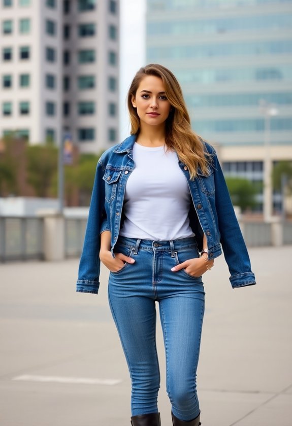 chic denim outfit combination