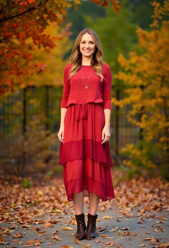 layered dress with boots