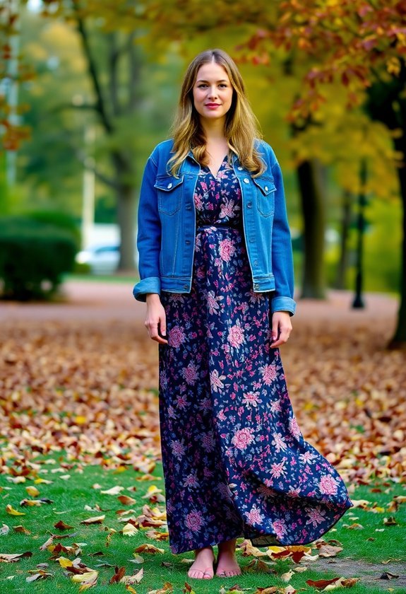 maxi dress and denim