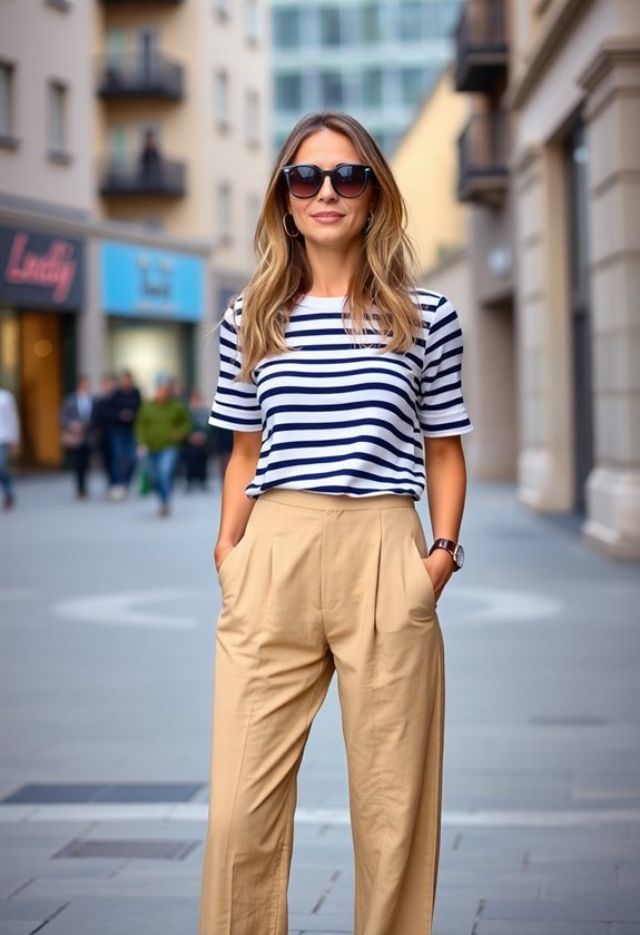 striped tee and culottes