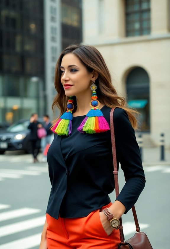 vibrant tassel drop earrings